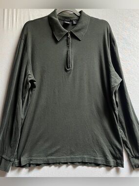 BOSS Hugo Boss Pima Cotton Olive Green Half Zip Polo L